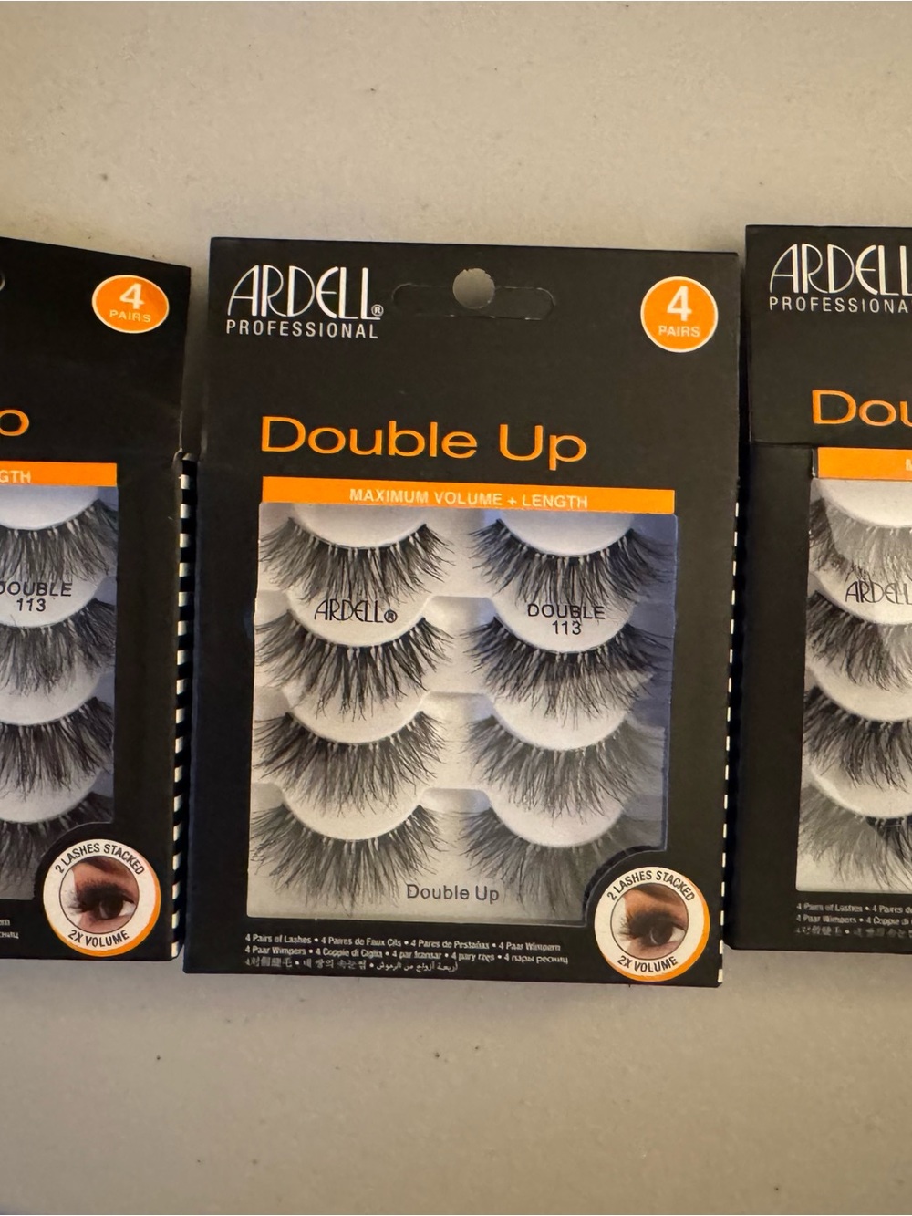 Ardell Double Up False Eyelashes - Black -4 pairs per box-This is a 3 box bundle